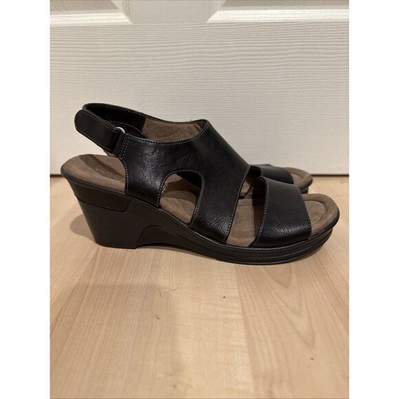 Natural Soul Naturalizer Regal Sandal Slingback Wedge Heel Black Size 10 NWOB - Picture 3 of 8